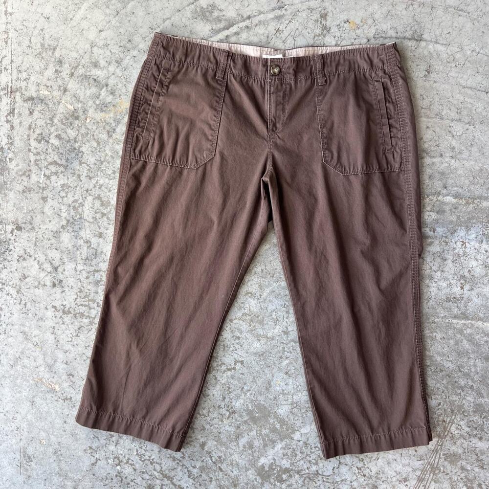 Old Navy Brown Fine Wale Corduroy Capris Y2K Skater Utility Cropped Pants Womens